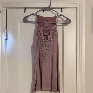 American Eagle Outfitters Pink Lace-Up Tank Top